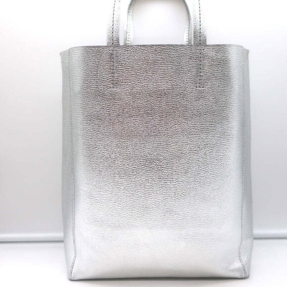 Celine Small Vertical Cabas Tote Silver Metallic Leather Crossbody Bag - Picture 7 of 12